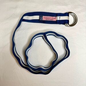Vineyard Vines Navy and White Striped D-Ring Belt